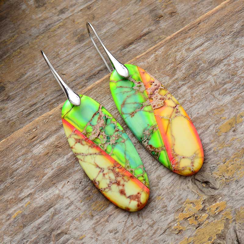 Luxury Women Jaspers Dangle Earrings Elegant Lady Boho Natural Stones Earring Teen girls Jewelry Dropship Wholesale