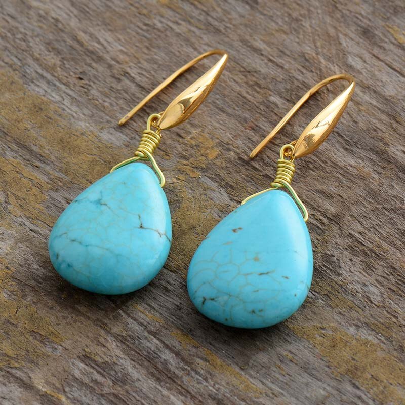 Exclusive Teardrop Earrings Women Turqouise Drop Earring Exquisite Lady Classic Elegant Jewelry Gifts Dropship