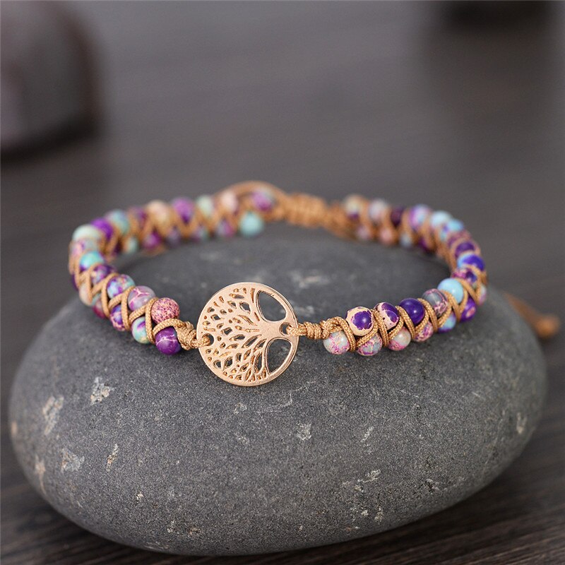 Unique Natural Stone Beads 3 Layers Wrap Bracelets For Women Girls Handmade Boho Leather Weave Bracelet  Jewelry Dropshipping