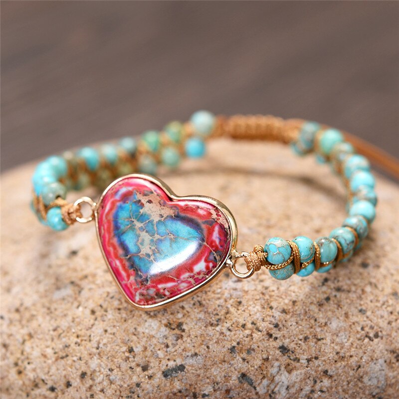 Unique Natural Stone Beads 3 Layers Wrap Bracelets For Women Girls Handmade Boho Leather Weave Bracelet  Jewelry Dropshipping
