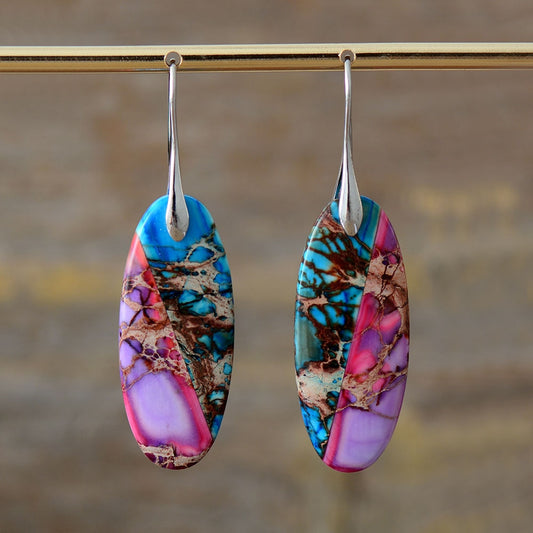 Luxury Women Jaspers Dangle Earrings Elegant Lady Boho Natural Stones Earring Teen girls Jewelry Dropship Wholesale