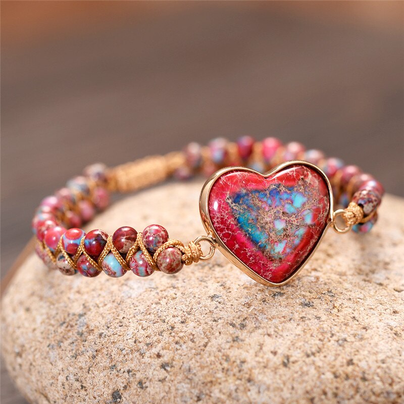 Unique Natural Stone Beads 3 Layers Wrap Bracelets For Women Girls Handmade Boho Leather Weave Bracelet  Jewelry Dropshipping