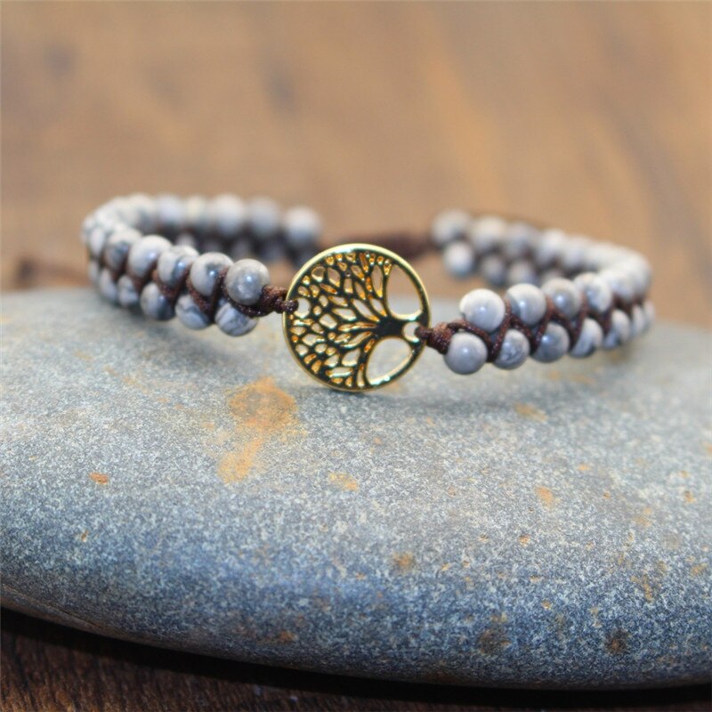 Unique Natural Stone Beads 3 Layers Wrap Bracelets For Women Girls Handmade Boho Leather Weave Bracelet  Jewelry Dropshipping