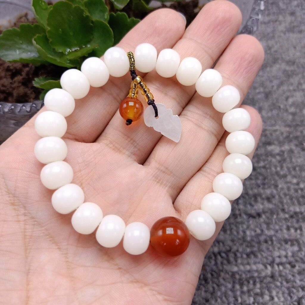 Original Design Natural White Bodhi Root Beads Bracelet Lotus 108 Lotus Mala Healing Prayer Bracelet for Women Jewelry Gift