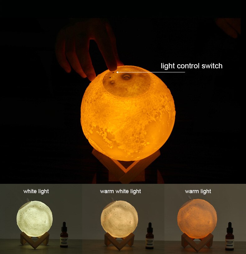 ™ LED MOON LAMPLUFT, LUFTBEFEUCHTER UND AROMATHERAPIE IN 1!