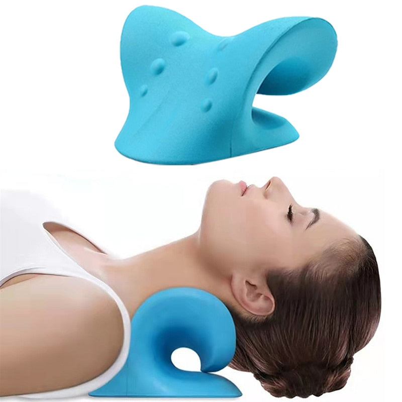 Neck Massage Pillow Neck Shoulder Cervical Chiropractic Traction Device Massage Pillow for Pain Relief Body Neck Massager