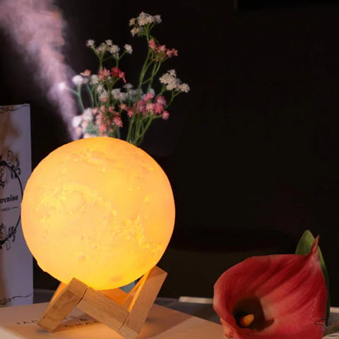 ™ LED MOON LAMPLUFT, LUFTBEFEUCHTER UND AROMATHERAPIE IN 1!
